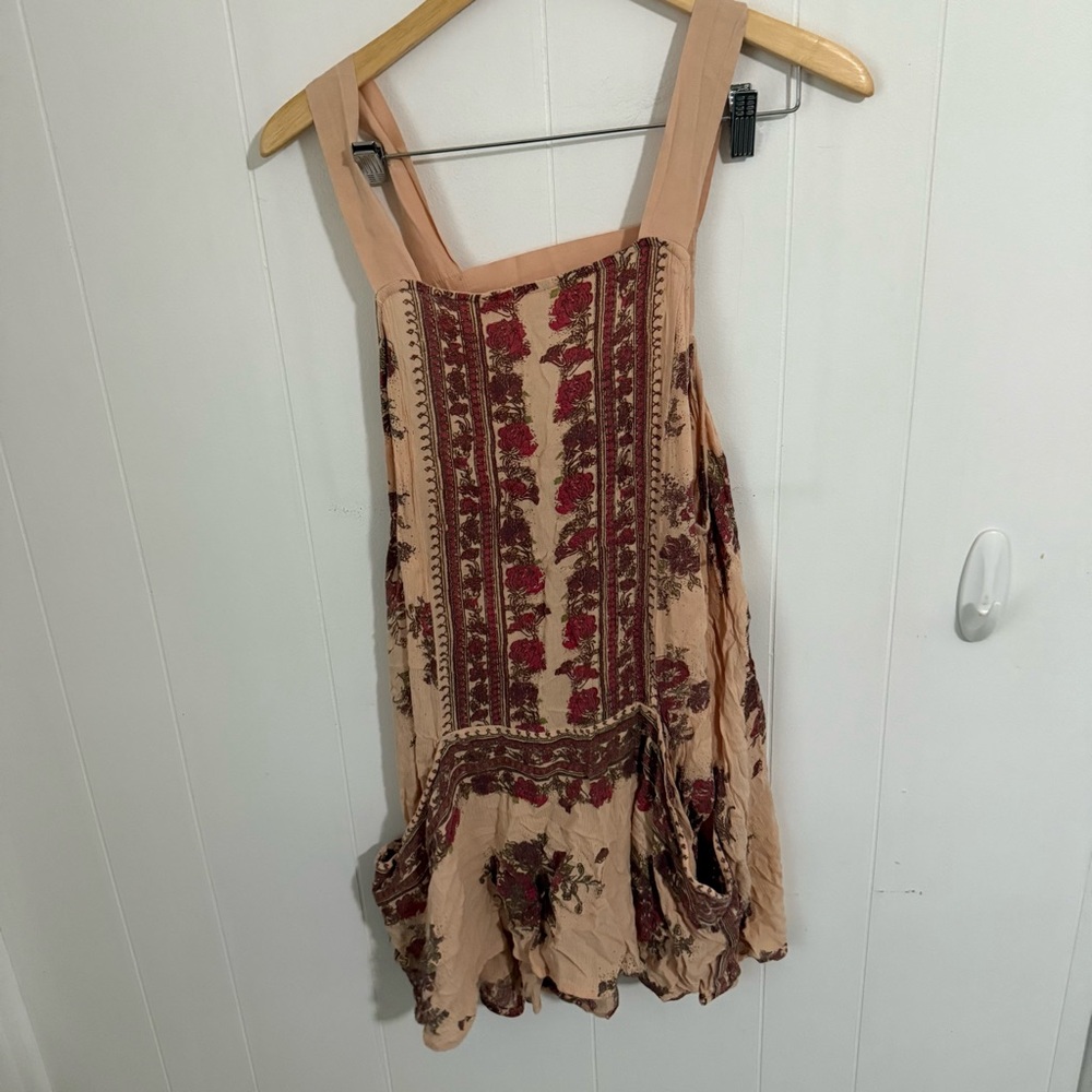 Free People Beige and Red Patterned Tunic